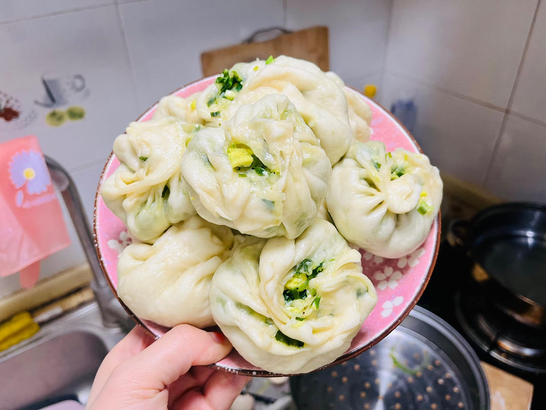 多汁韭菜鸡蛋海米包子
