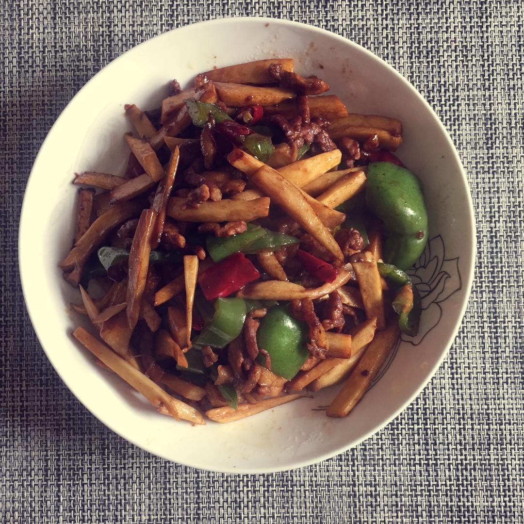 肉片双椒炒杏鲍菇