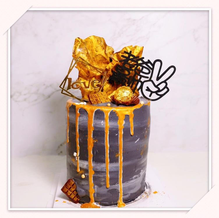 jasmine171做的黑金系蛋糕调色抹面黑金巧克力插件