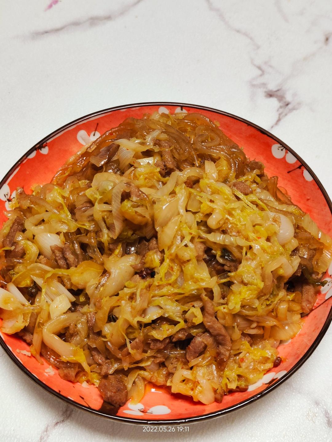 酸菜炒粉丝肉丝