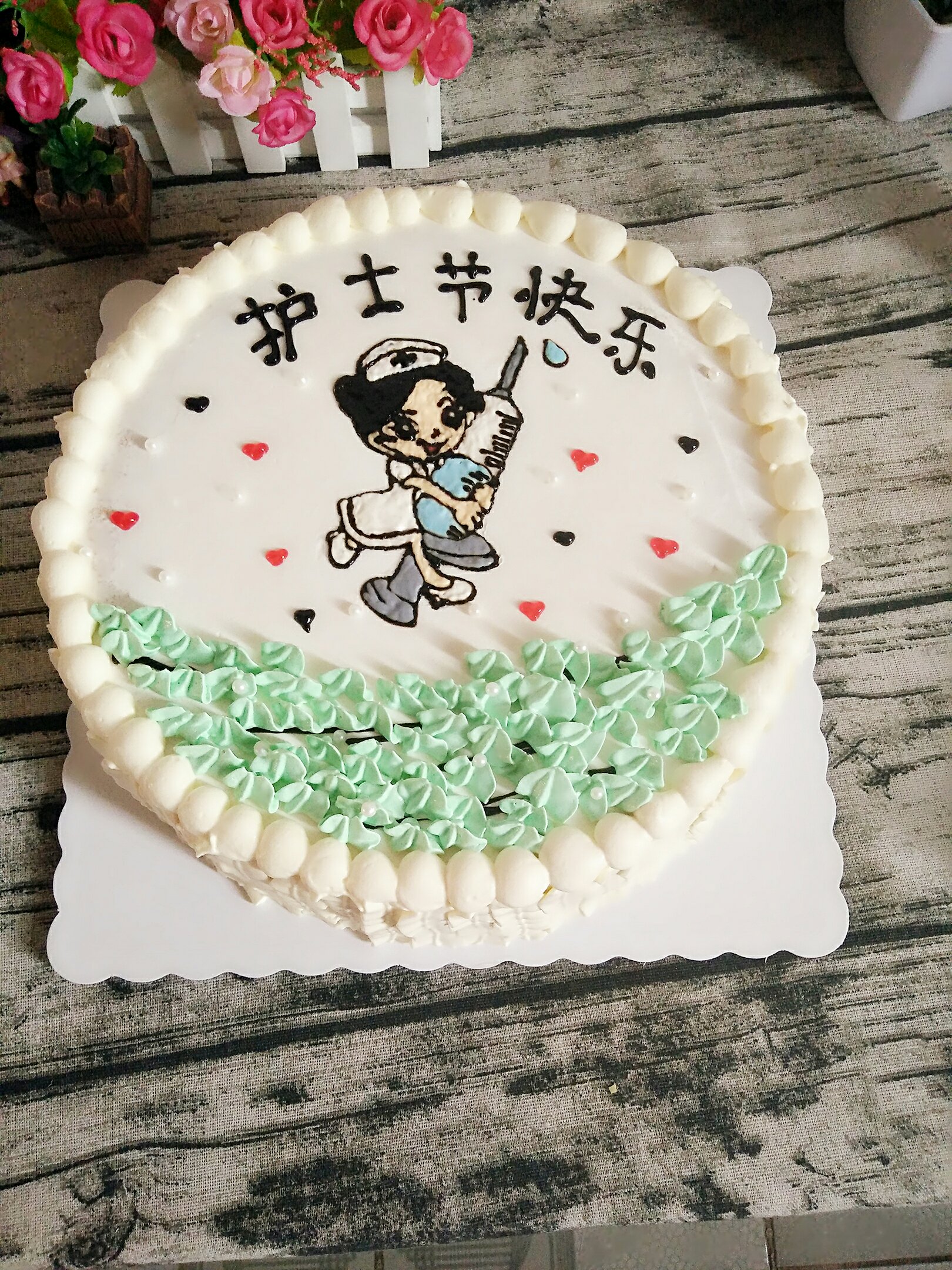 护士节蛋糕——豆沙裱花