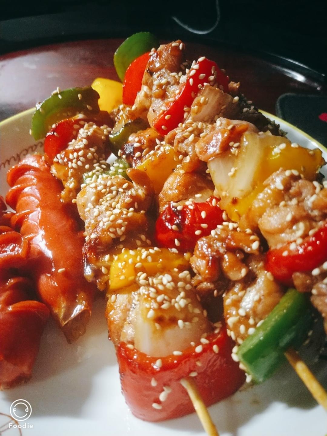 大吉大利彩椒鸡肉烤串