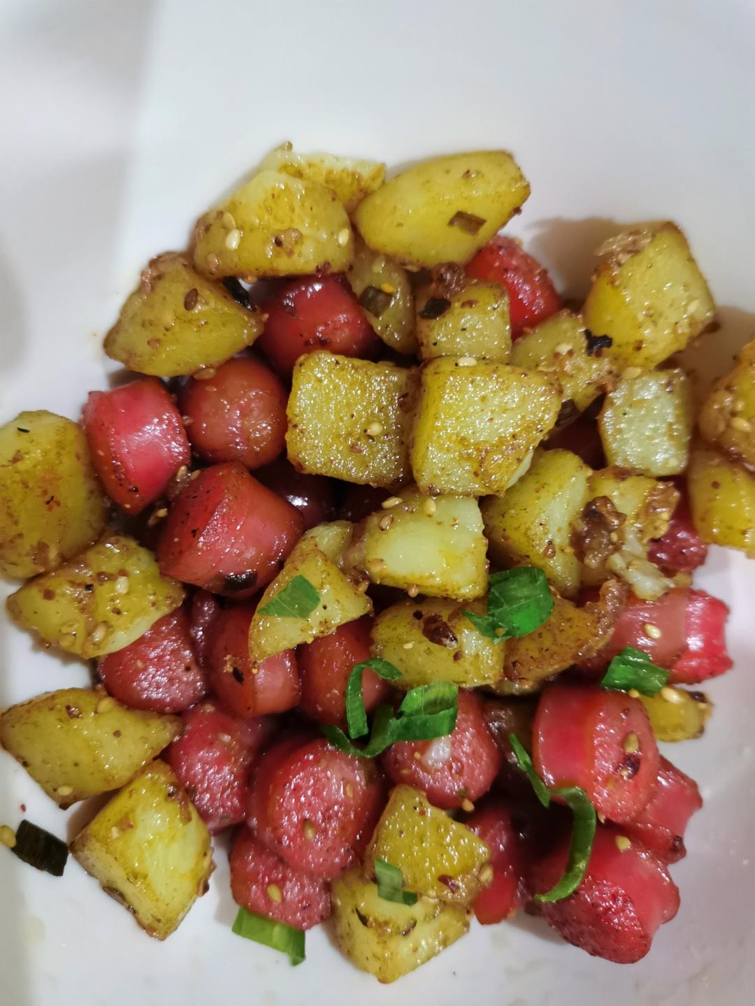 烧烤风味的土豆小香肠