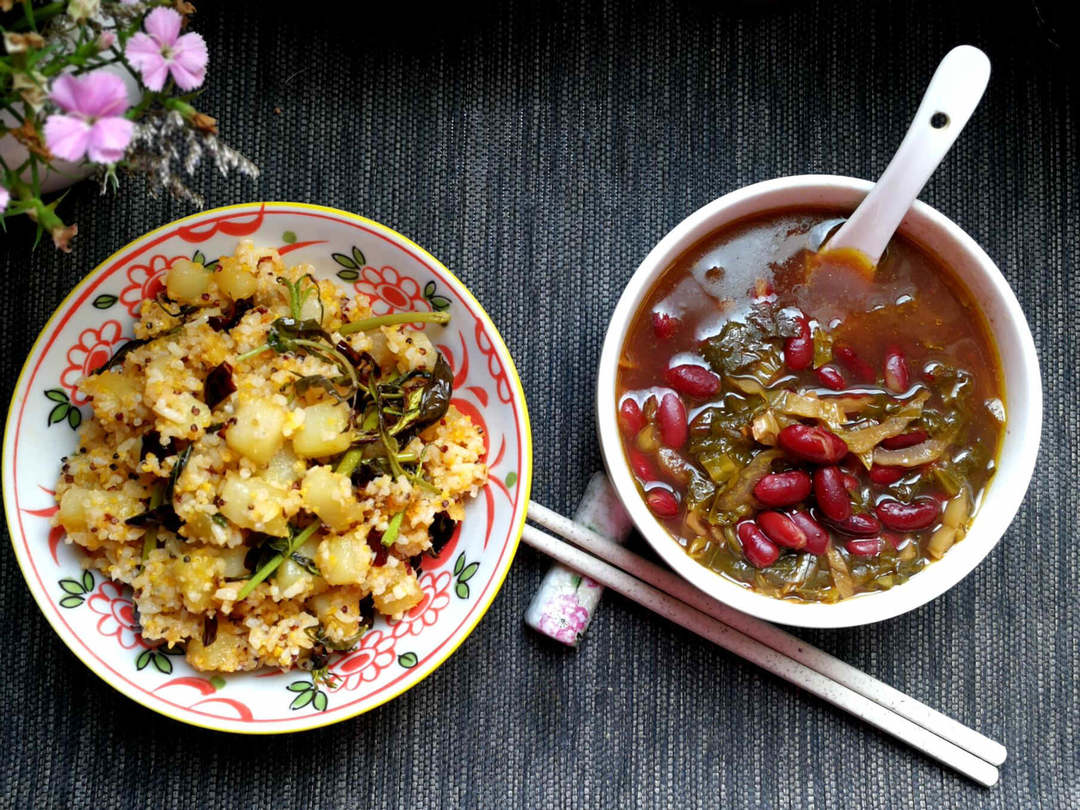 酸菜红豆做靓汤剩米饭炒一炒秒变高大上圆满素食