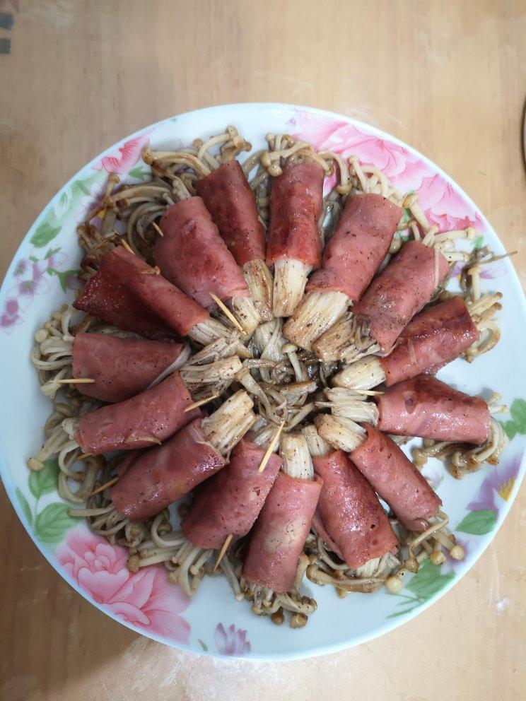 酱香金针菇培根卷