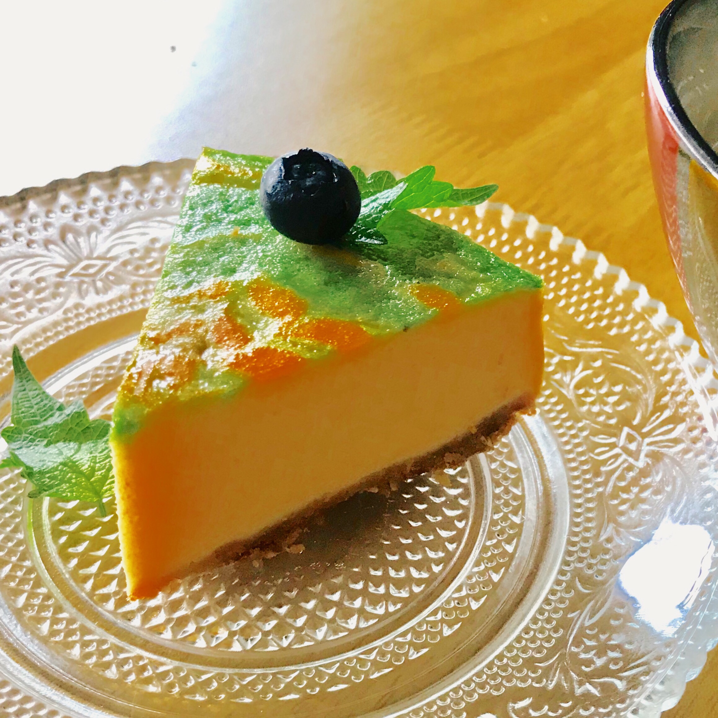 用自制奶油奶酪（内附做法）做的无糖低脂大理石纹抹茶重芝士蛋糕