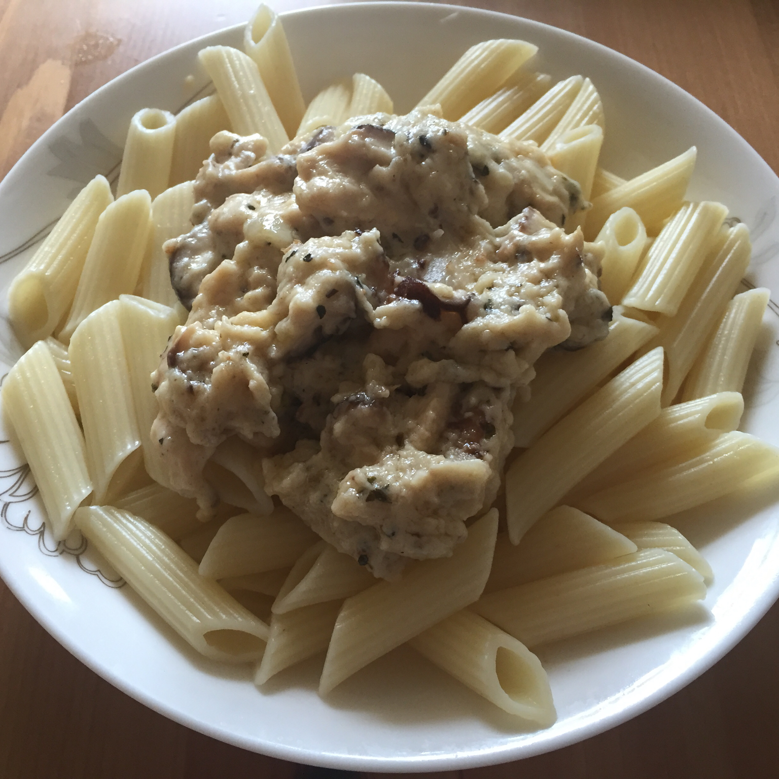 奶油蘑菇鸡肉意面