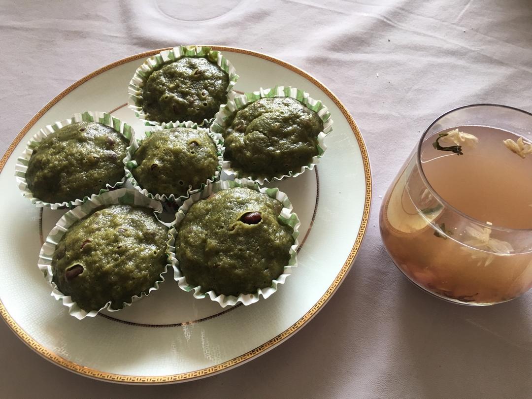 抹茶蜜豆蒸蛋糕