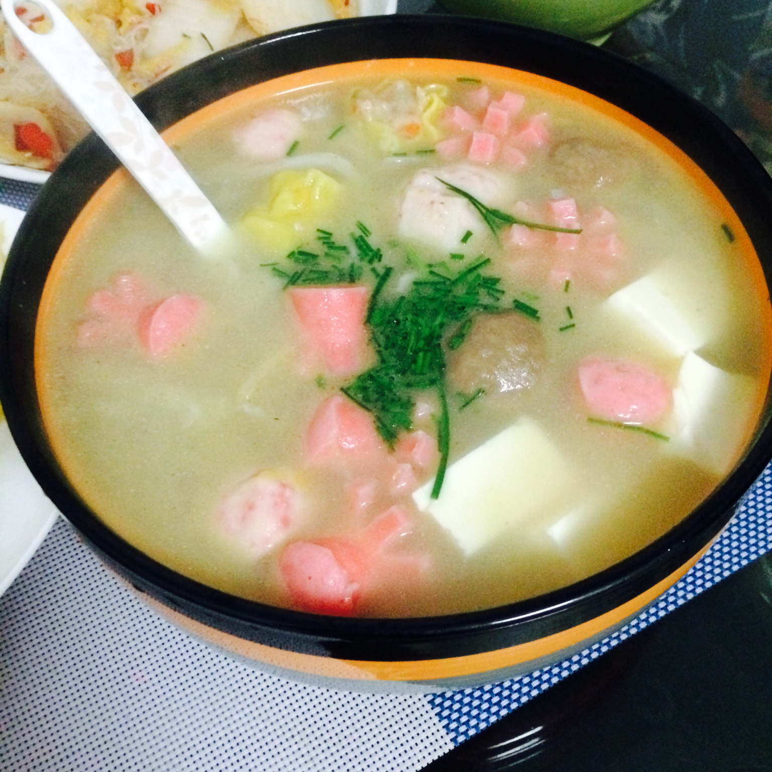 火腿豆腐平菇汤