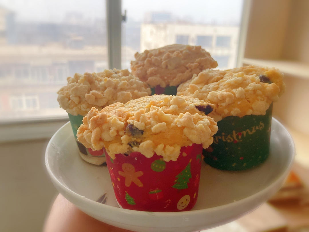 【萌萌大蘑菇头】酥粒蓝莓麦芬