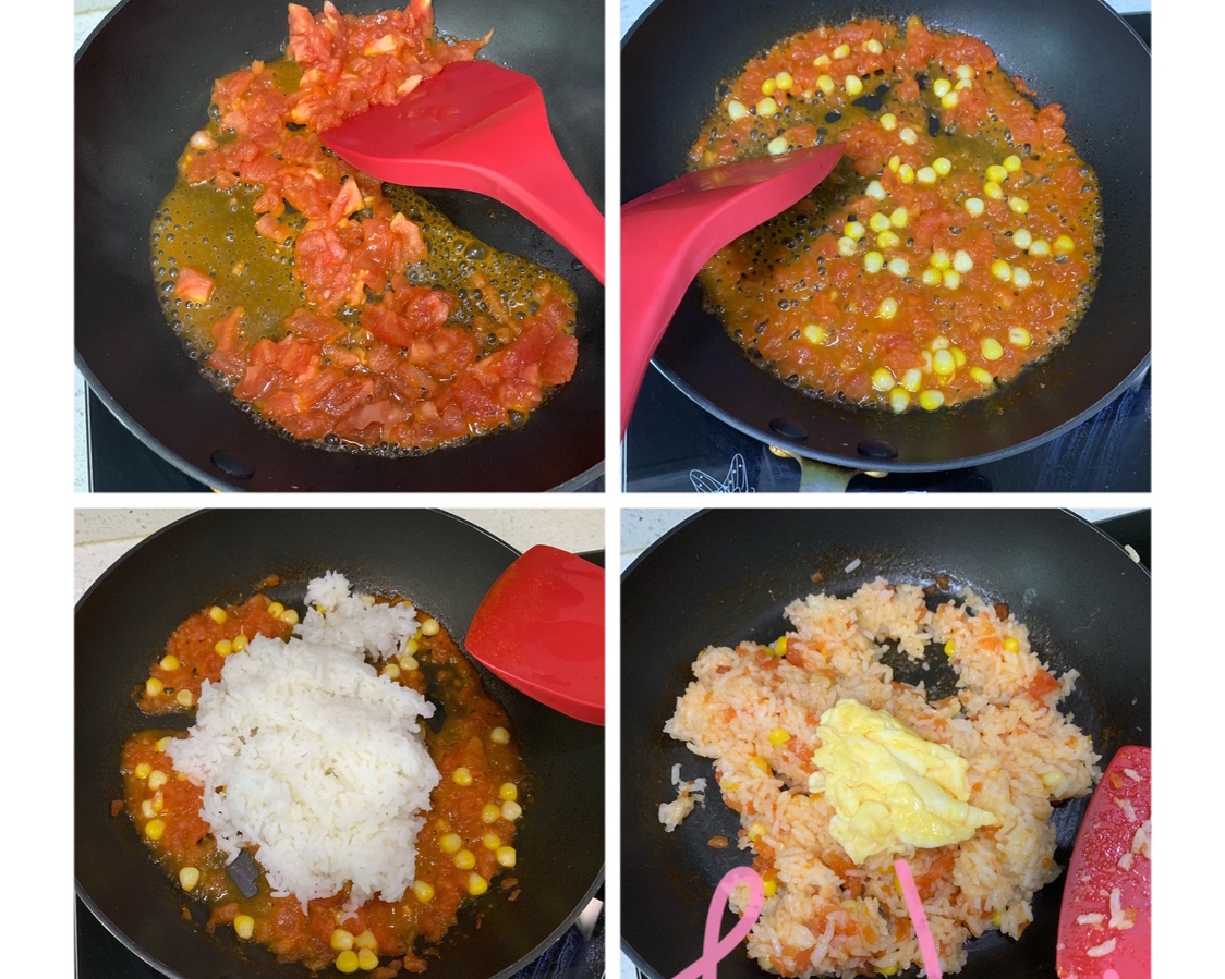 番茄玉米粒蛋炒饭的做法 步骤4
