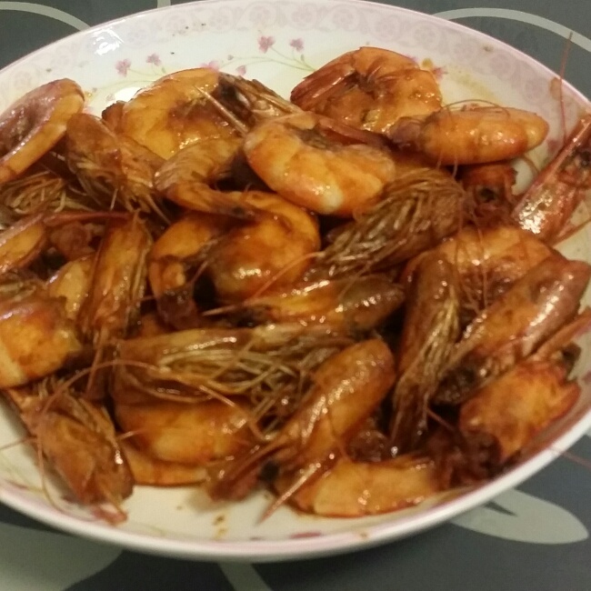 王 烨做的爆炒青虾