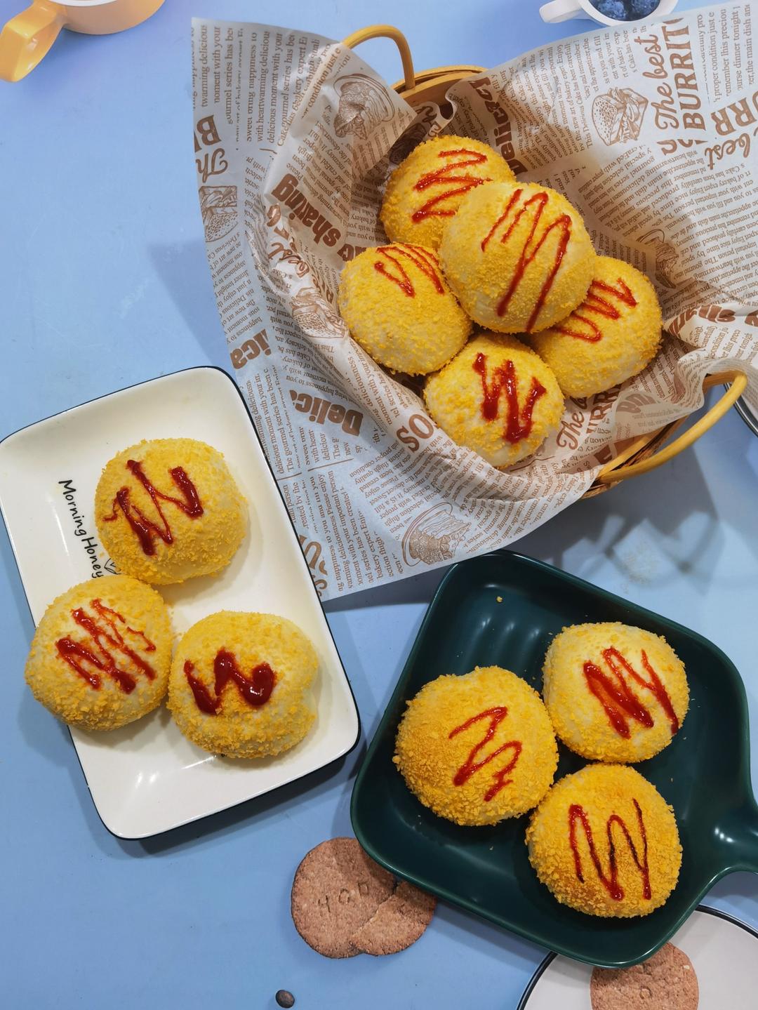 一口一个❗️巨好吃‼️「拉丝」黄金芝士肉松面包