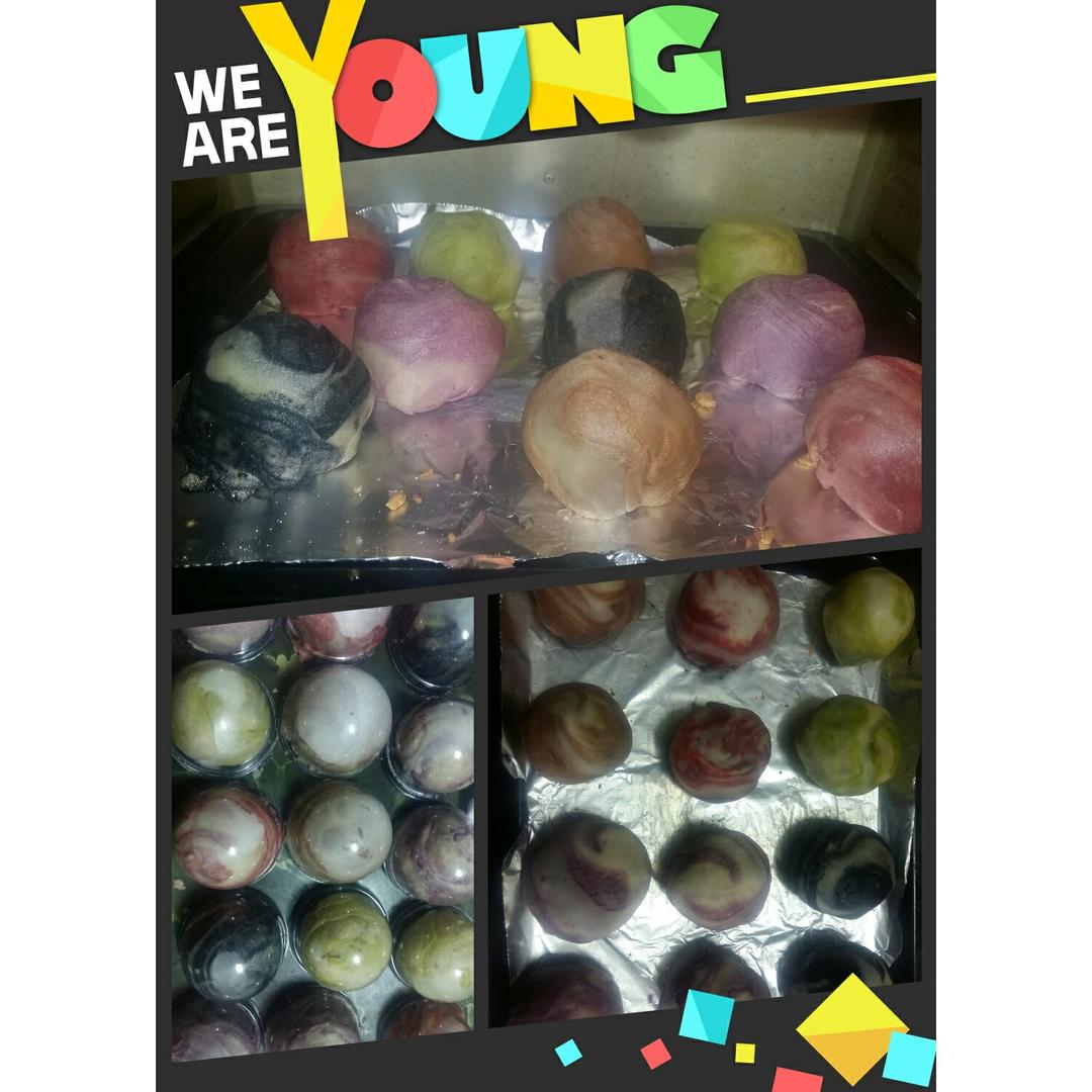 蛋黄酥~紫薯、抹茶、原味~花好月圆，中秋快乐~内附一次做六色蛋黄酥方法~