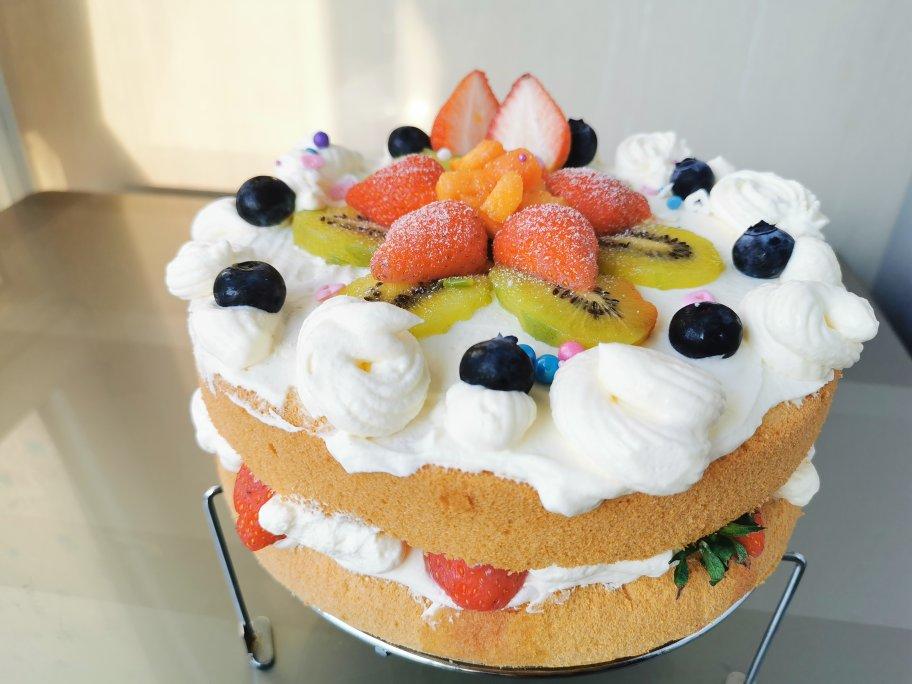 不会抹奶油也可以做的水果裸蛋糕～