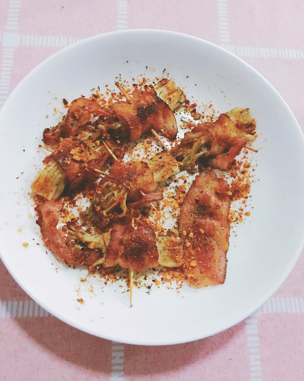 香煎培根金针菇卷