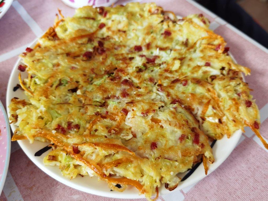 桔子小姐姐121做的面条菜煎饼【剩面条的再造之光】