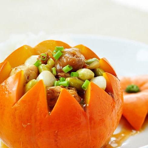 南瓜蒸鸡肉的做法