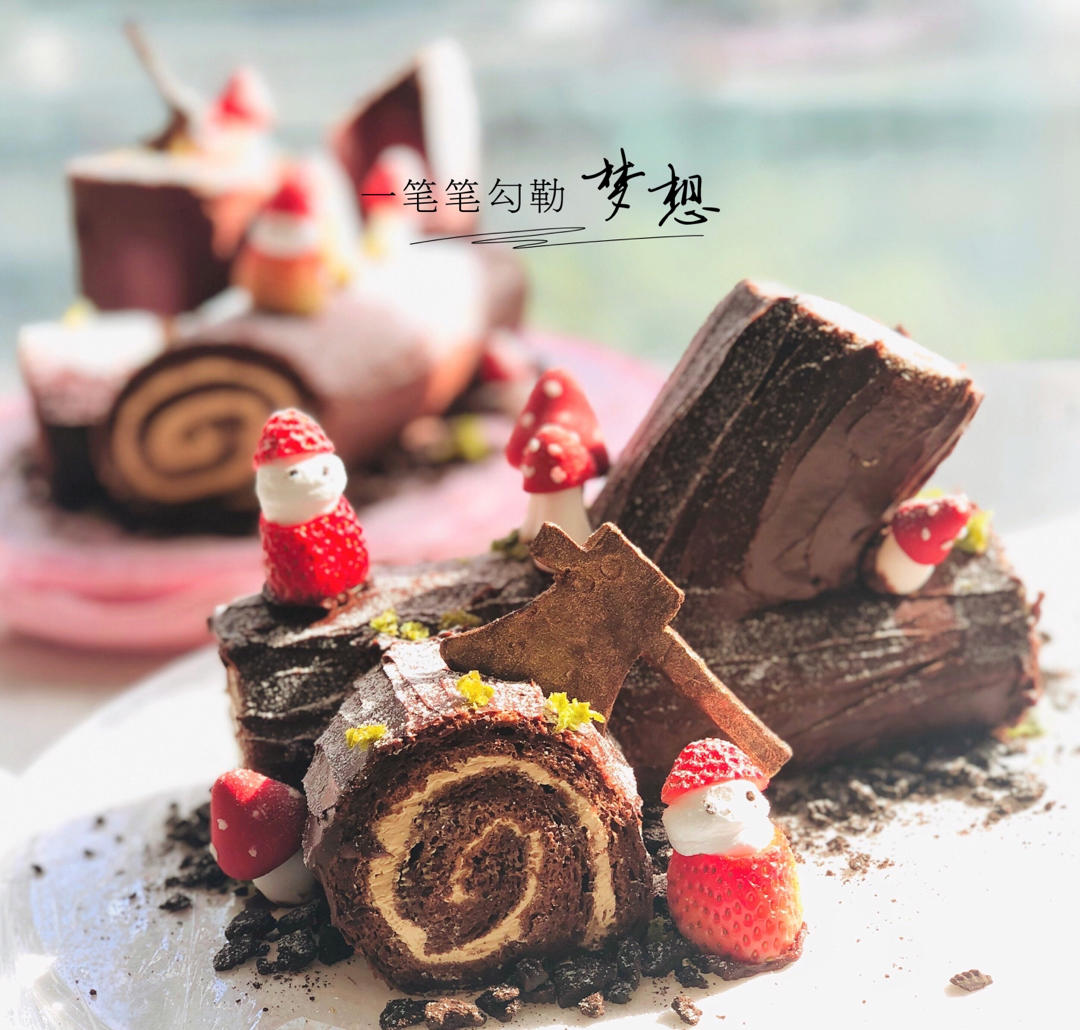 超简单圣诞树根蛋糕卷-超人气菜谱