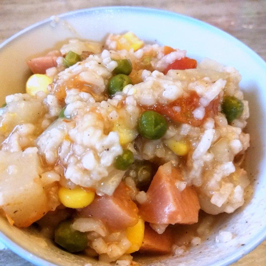 寝室简易电饭锅整个番茄饭（香肠版）