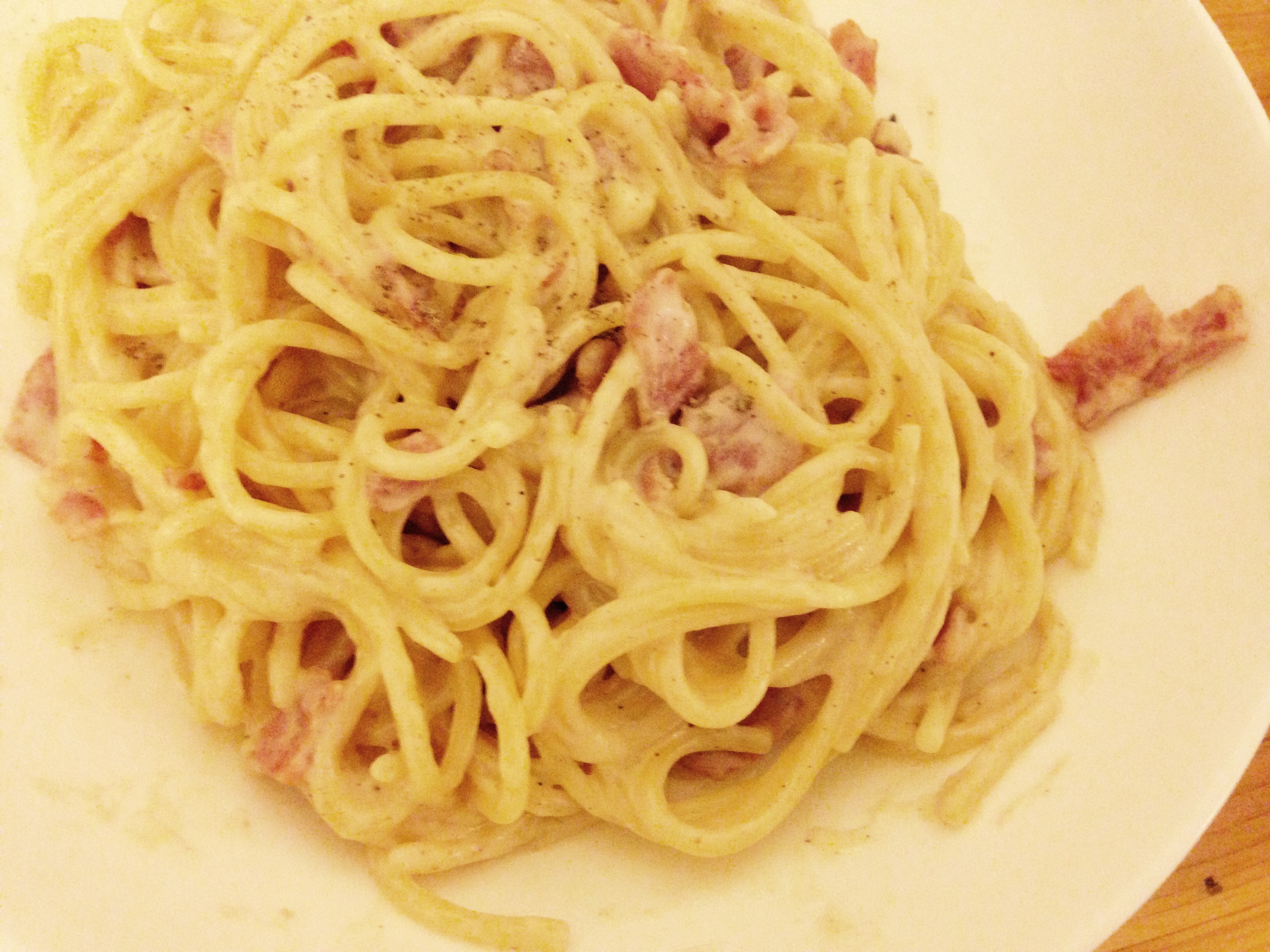 neekey做的超简单的奶汁培根意面carbonara