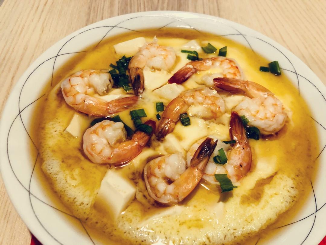 虾仁鸡蛋蒸豆腐