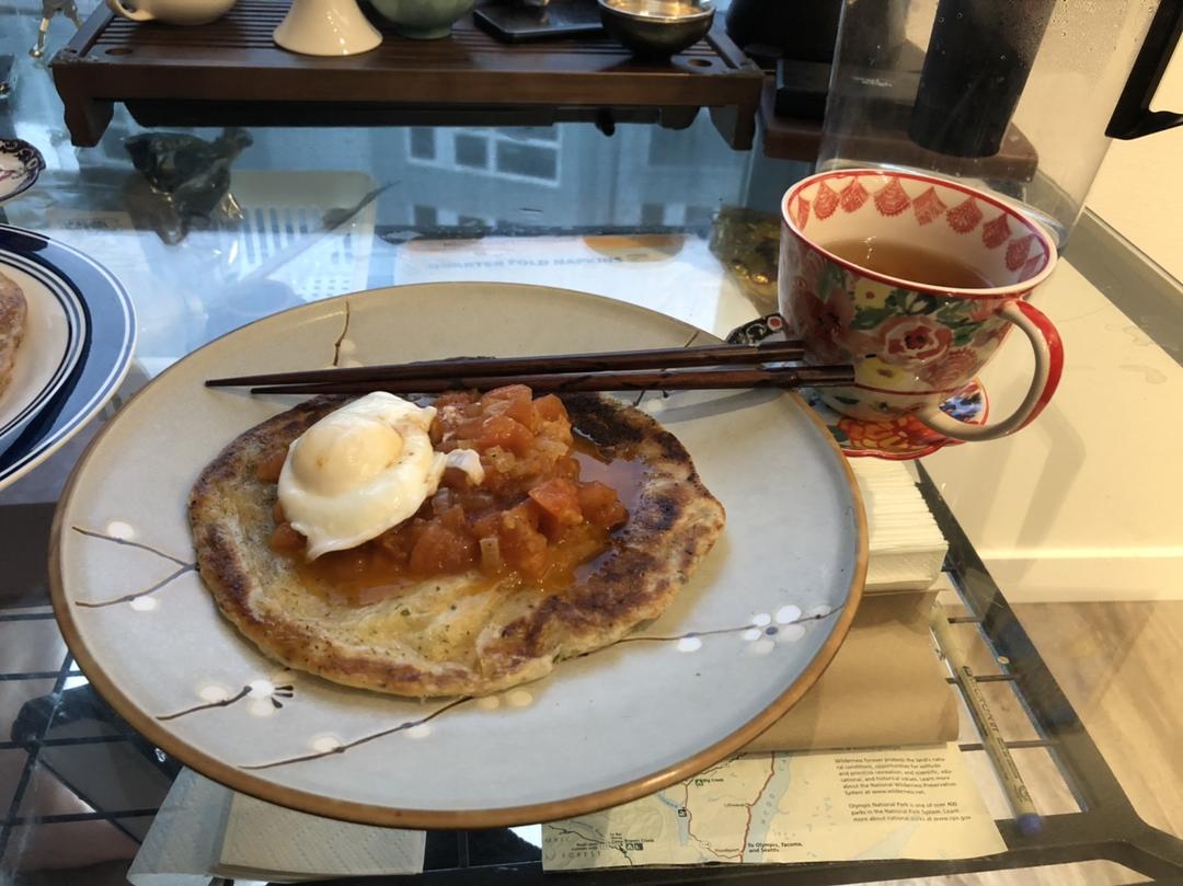 番茄洋葱酱煎饼+Earl Grey早茶的做法