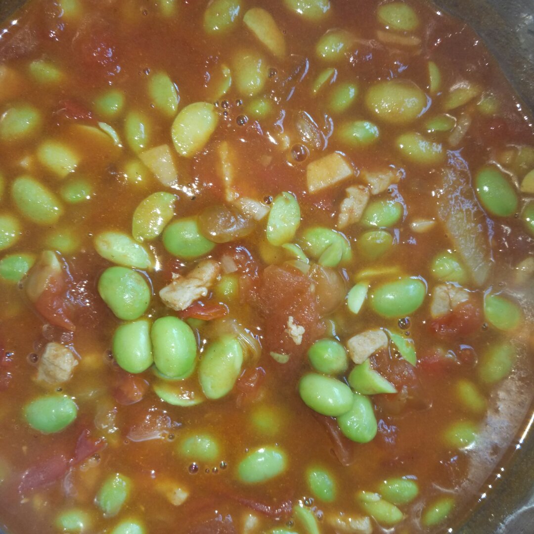 肉末番茄烧毛豆