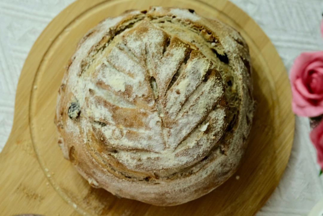 全麦蔓越莓核桃软欧包