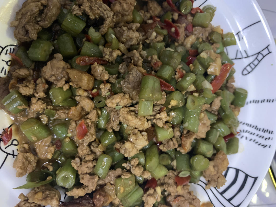 超简单的家常下饭菜猪肉末辣炒豆角