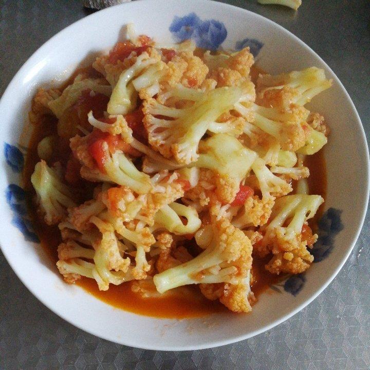 有机花菜炒西红柿