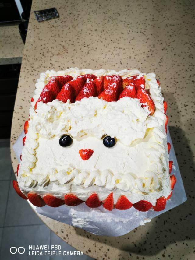 🤶超可爱｜草莓奶油蛋糕｜圣诞款｜无抹面｜无裱花｜健康无色素｜新手友好