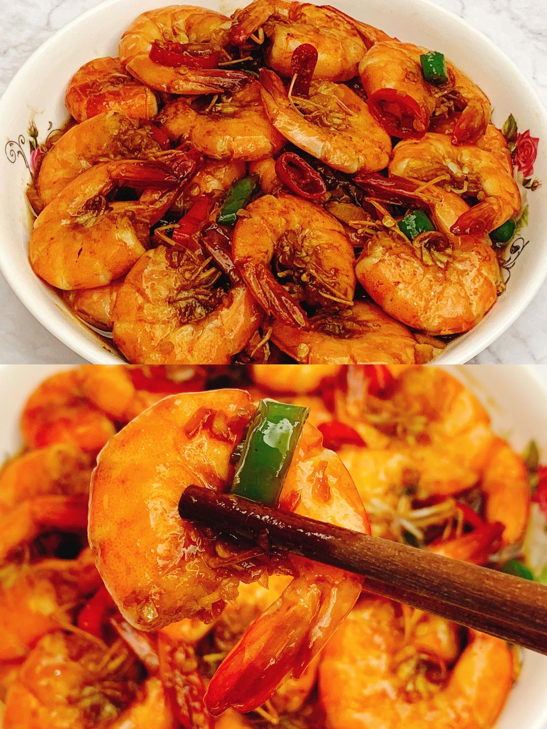 超级过瘾❗️家常下饭菜辣炒大虾🍤