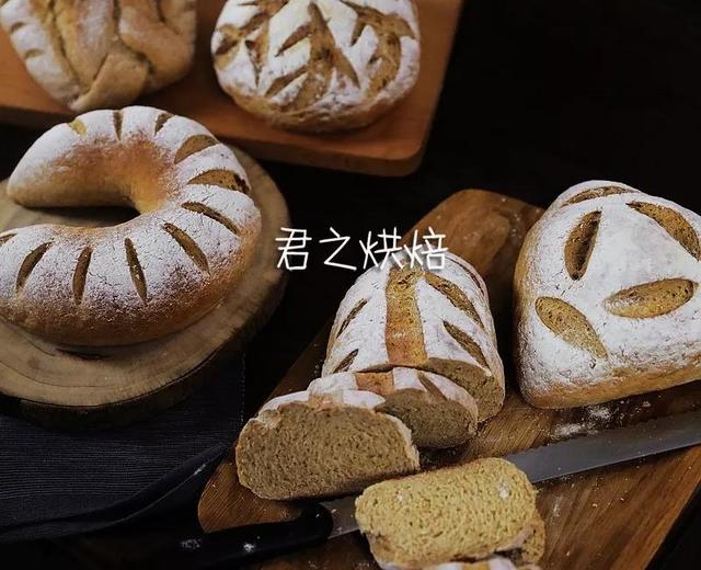 五种造型的100%全麦面包，超多的面包制作技巧一次看过瘾！的做法