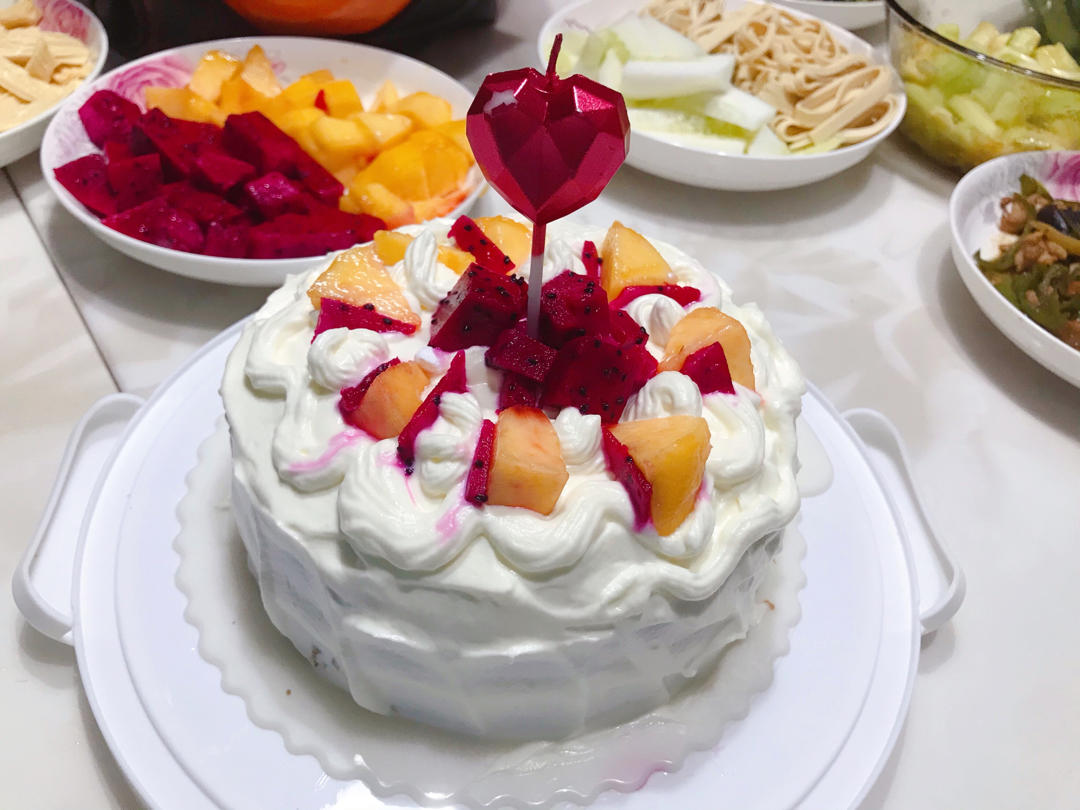 不会抹奶油也可以做的水果裸蛋糕～