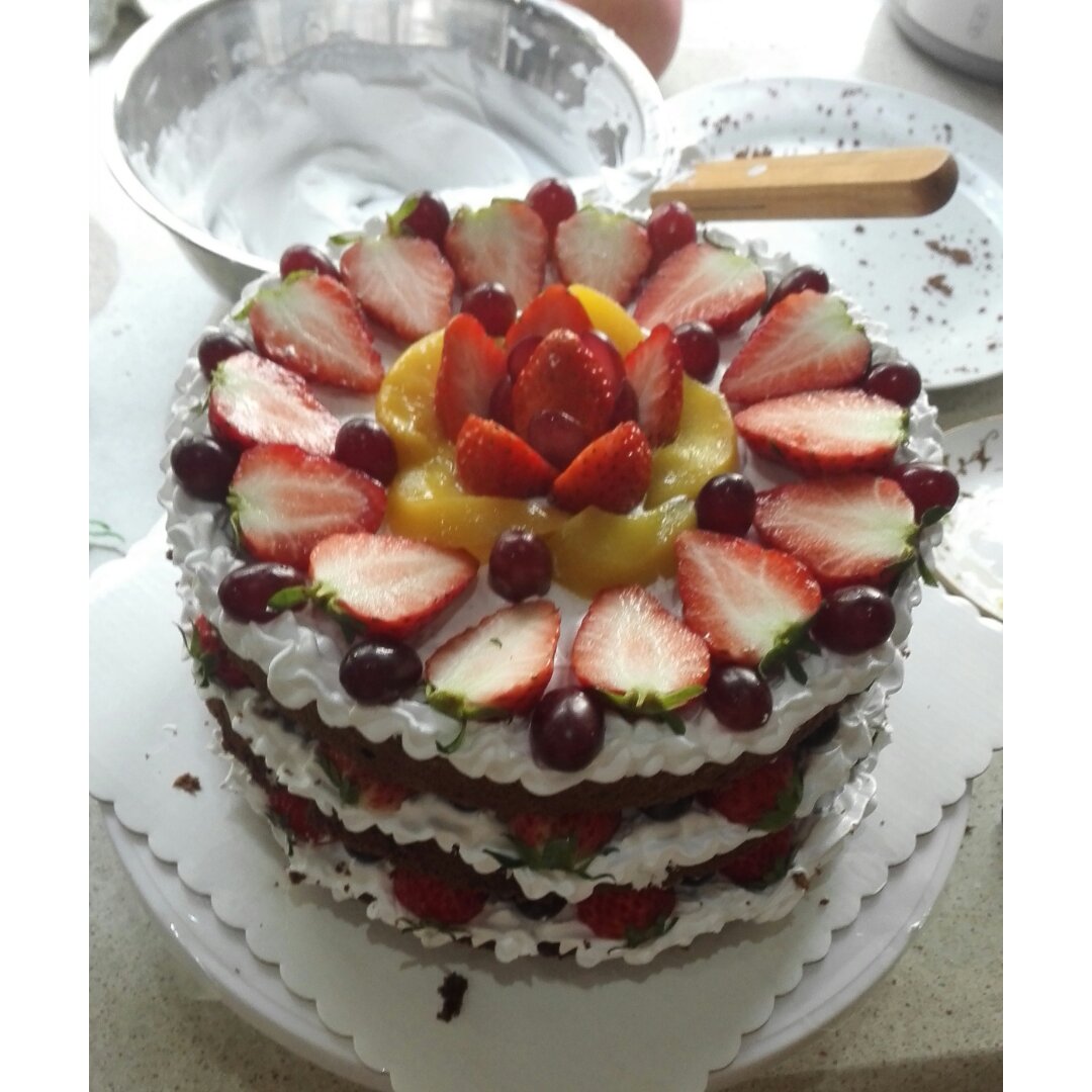 草莓玫瑰裸蛋糕（图文+视频）