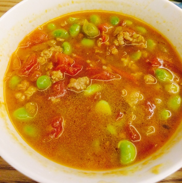 肉末番茄烧毛豆