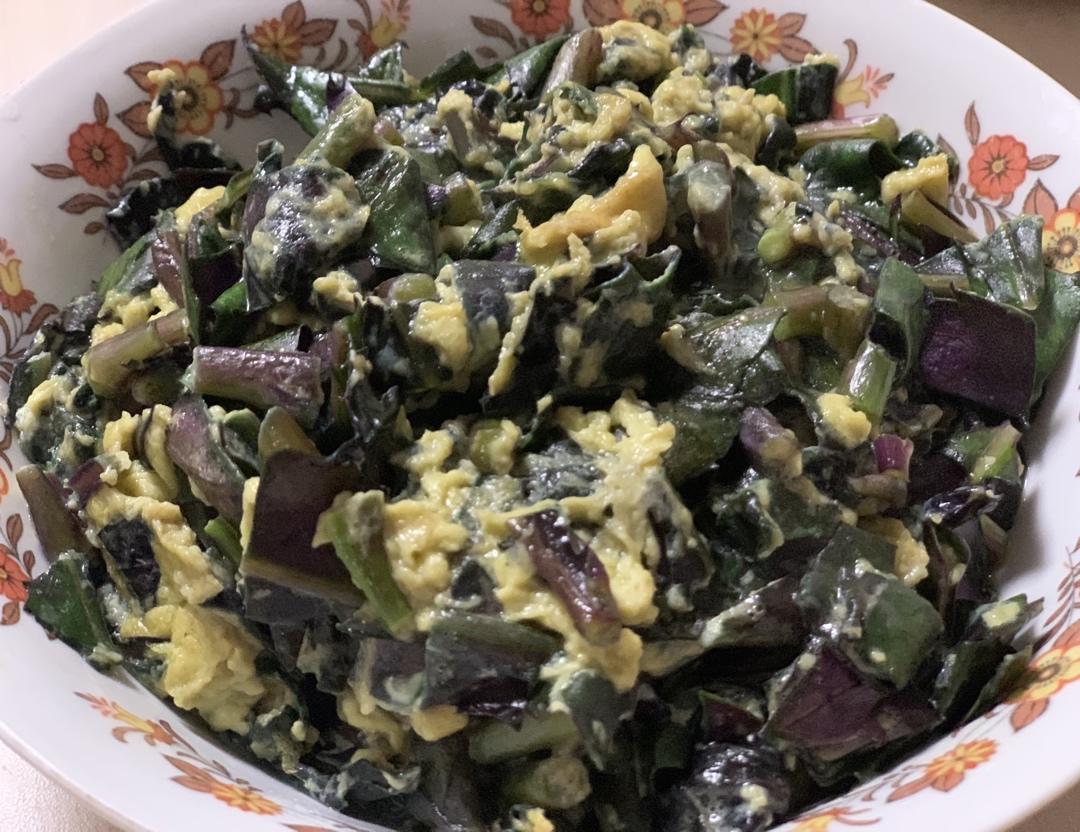 紫背天葵(观音菜)炒鸡蛋