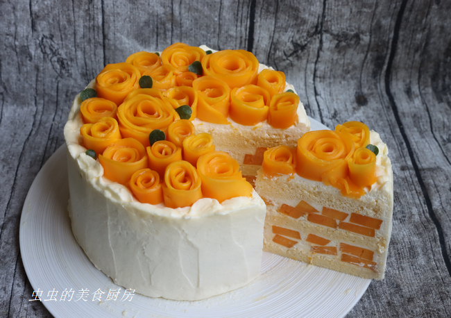 朵朵芒果玫瑰蛋糕的做法 步骤19