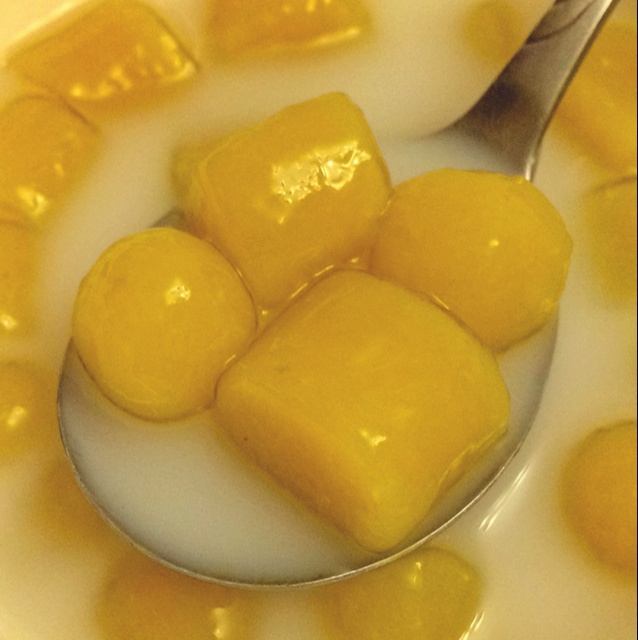 QQ弹牙的金薯圆和紫薯圆