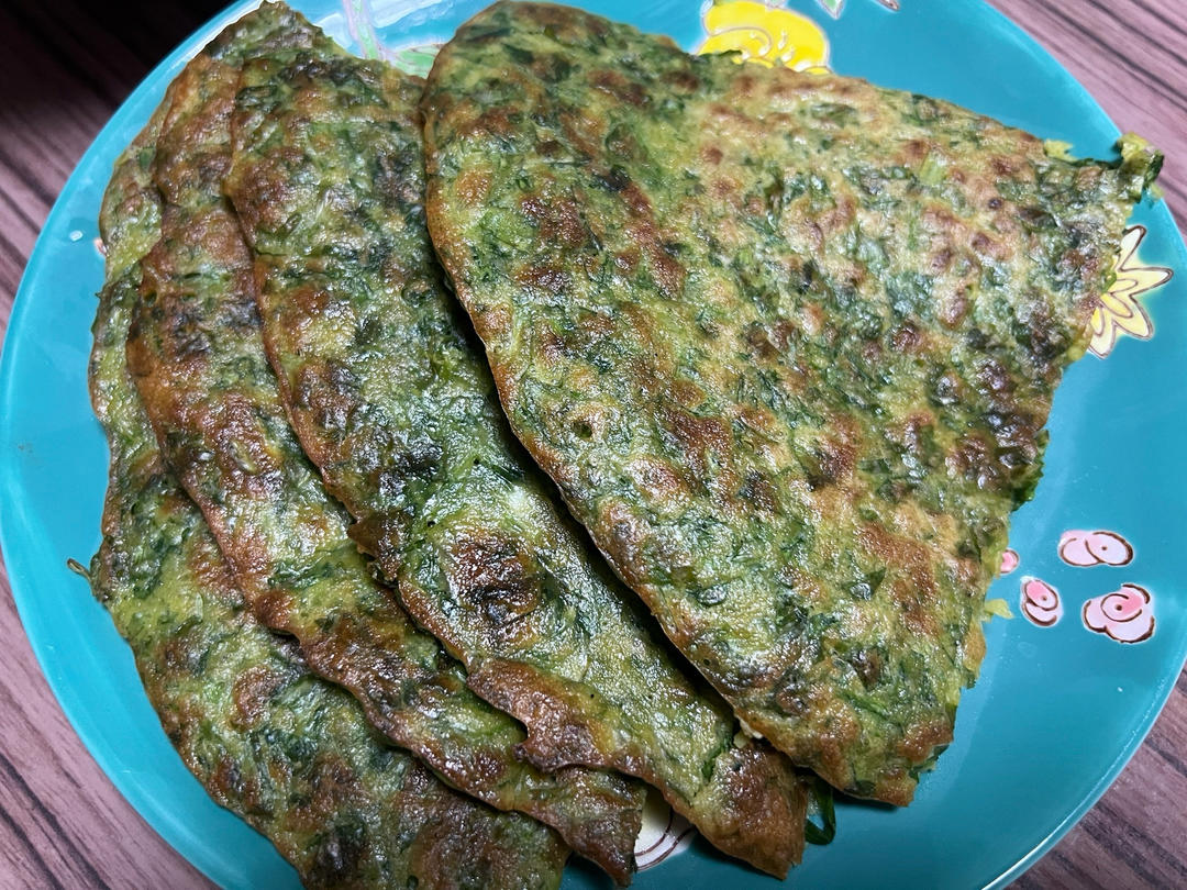 芹菜叶鸡蛋饼