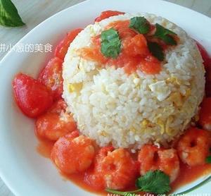 番茄虾仁炒饭的做法 步骤5