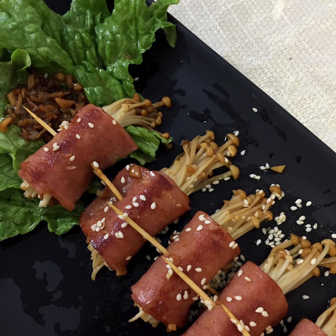 裥单_亚做的金针菇培根卷