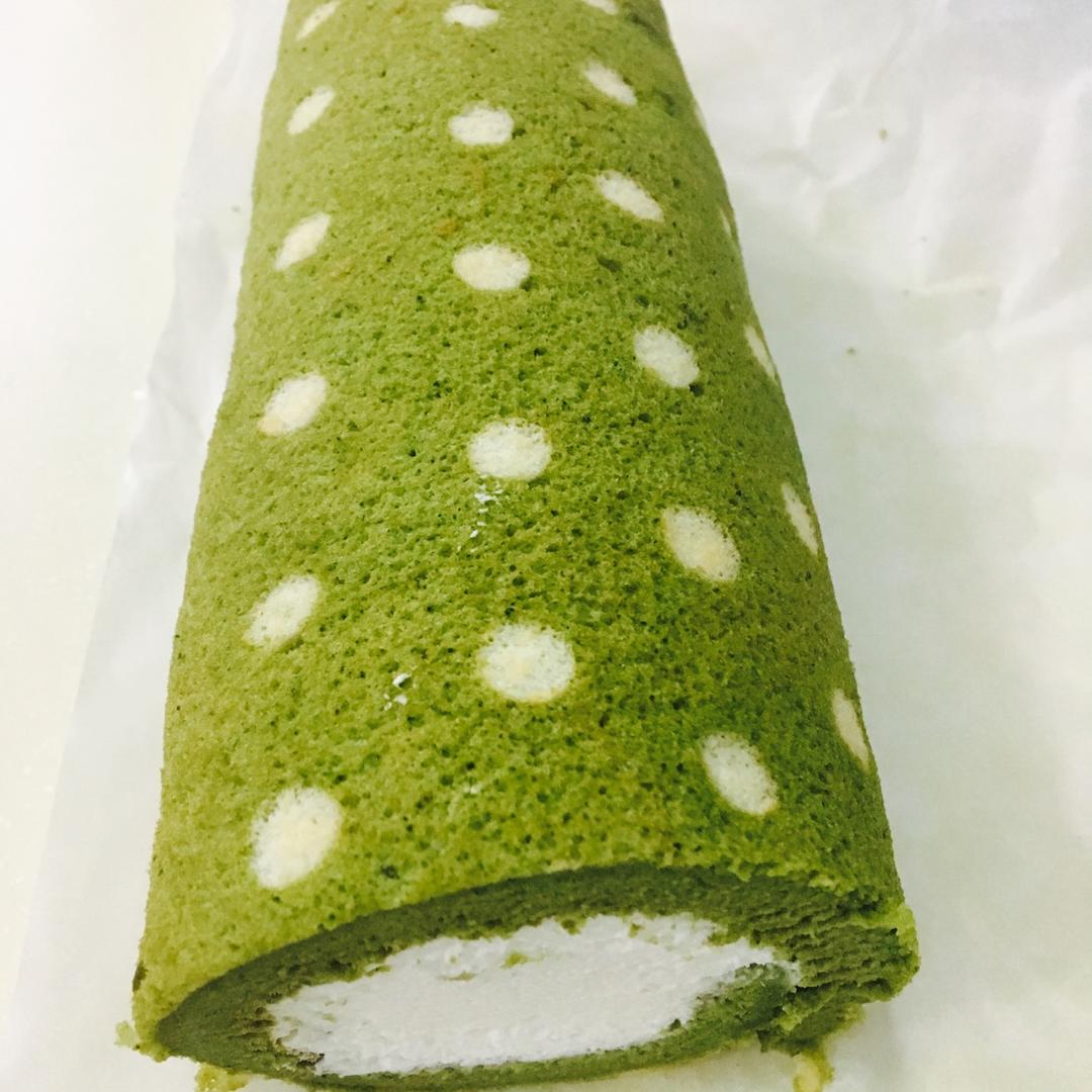 抹茶波点（条纹）蛋糕卷