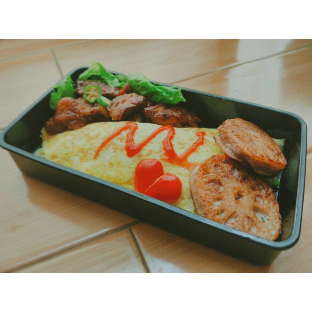 蛋包饭虾仁藕盒便当