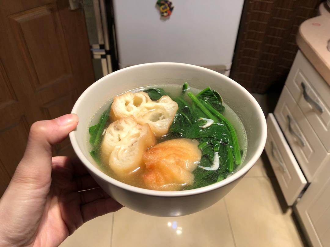 菠菜虾皮油条汤