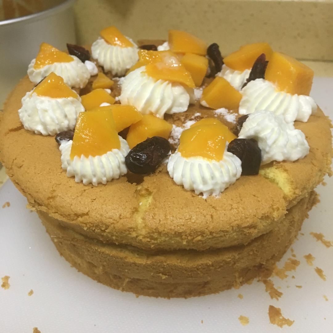 【零失败】不会裱花没关系的水果裸蛋糕 芒果裸蛋糕 完美戚风胚