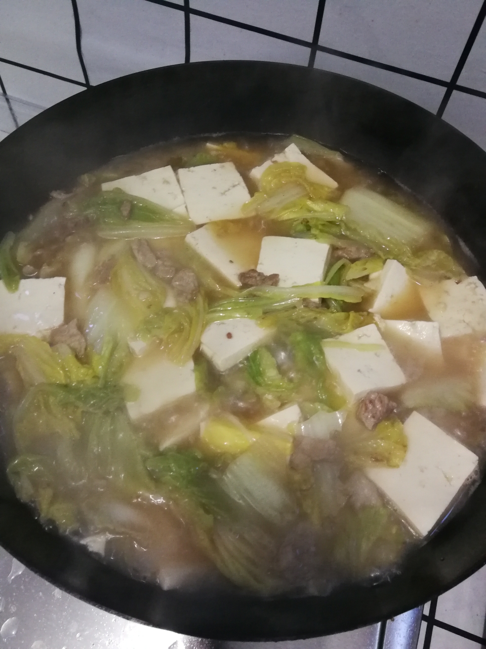 东北家常菜白菜炖豆腐的做法