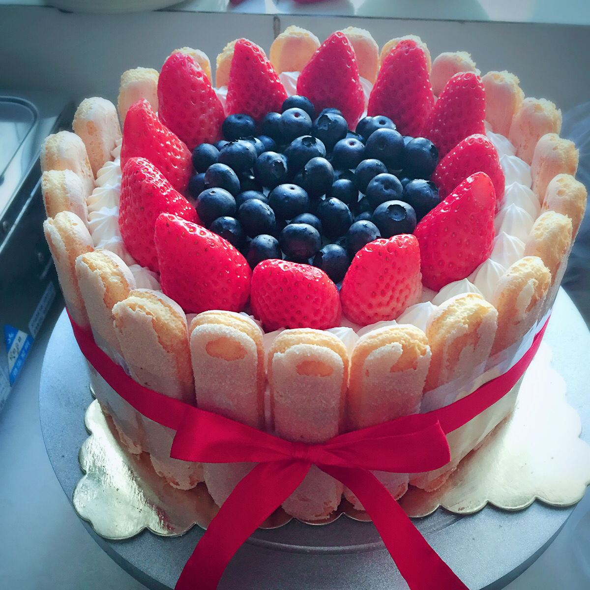 生日蛋糕教程【威化饼干围边】