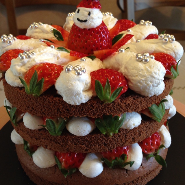 过个萌萌的圣诞节——圣诞欢乐巧克力裸蛋糕